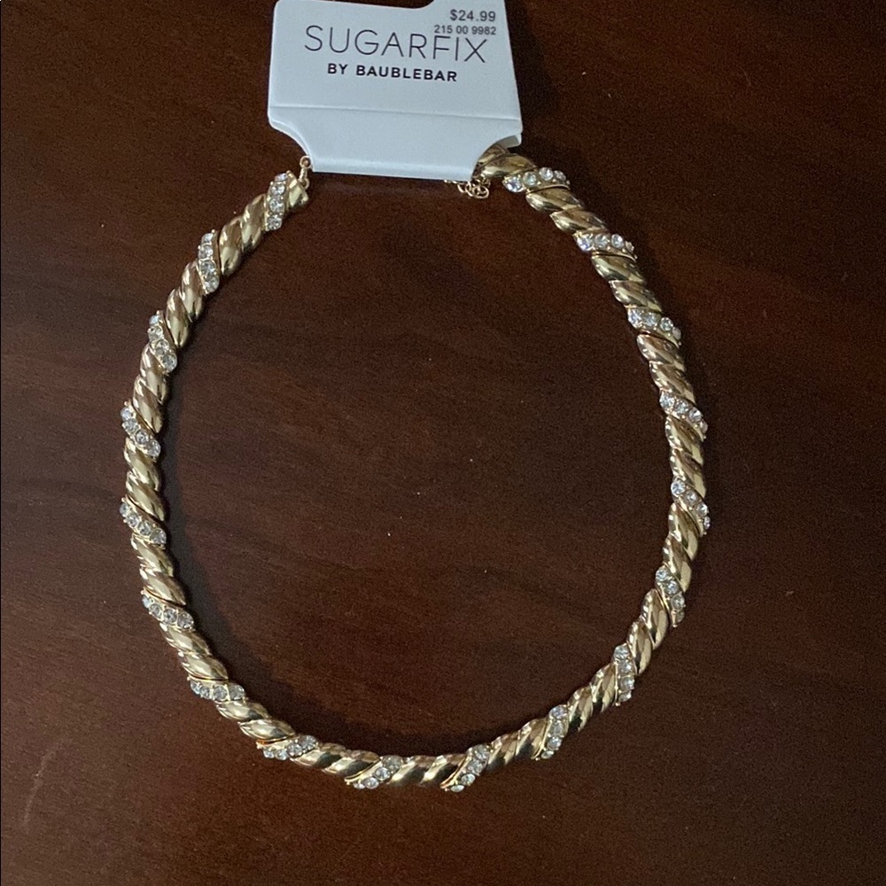 Gold and Rhinstone Twist Necklace